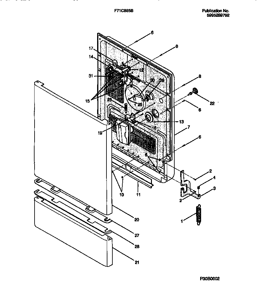 Frigidaire F71C885BS0 door details diagram