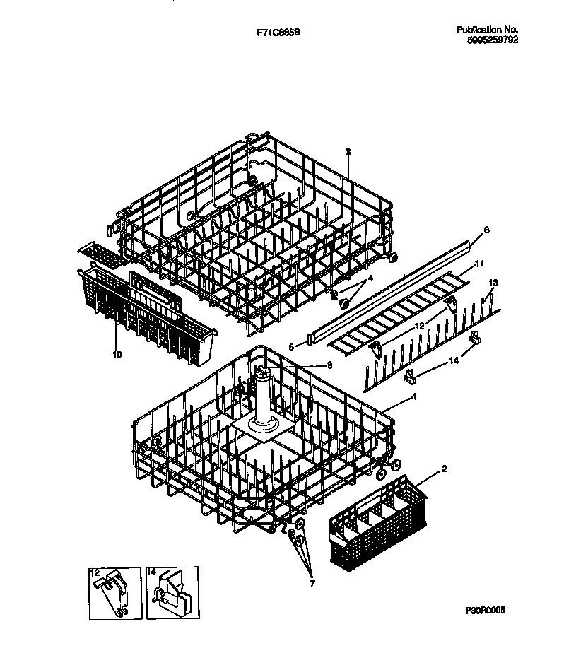 Frigidaire F71C885BS0 rack details diagram