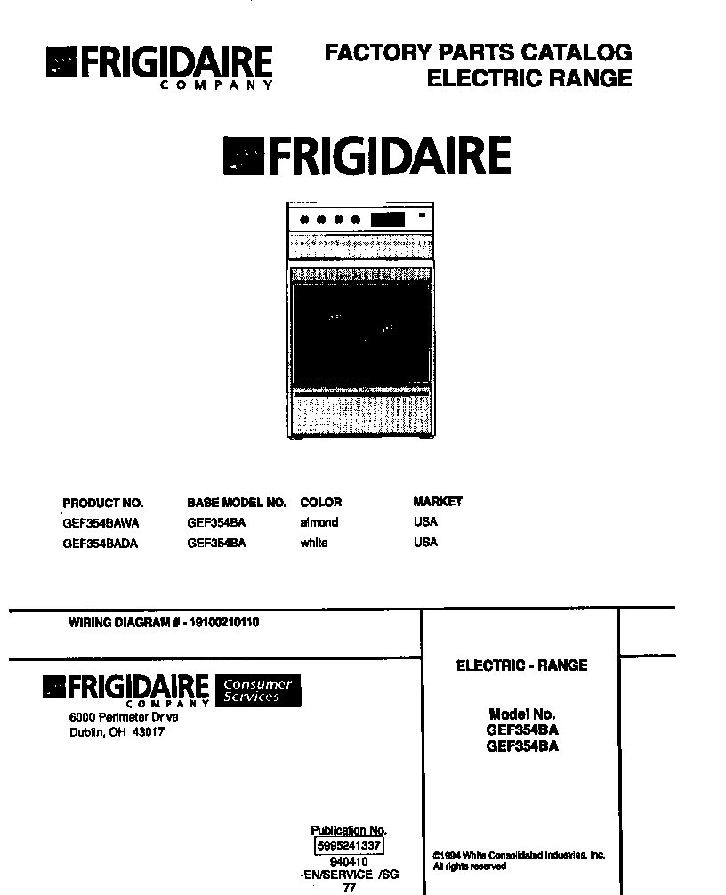 Gibson GEF354BADA front cover diagram