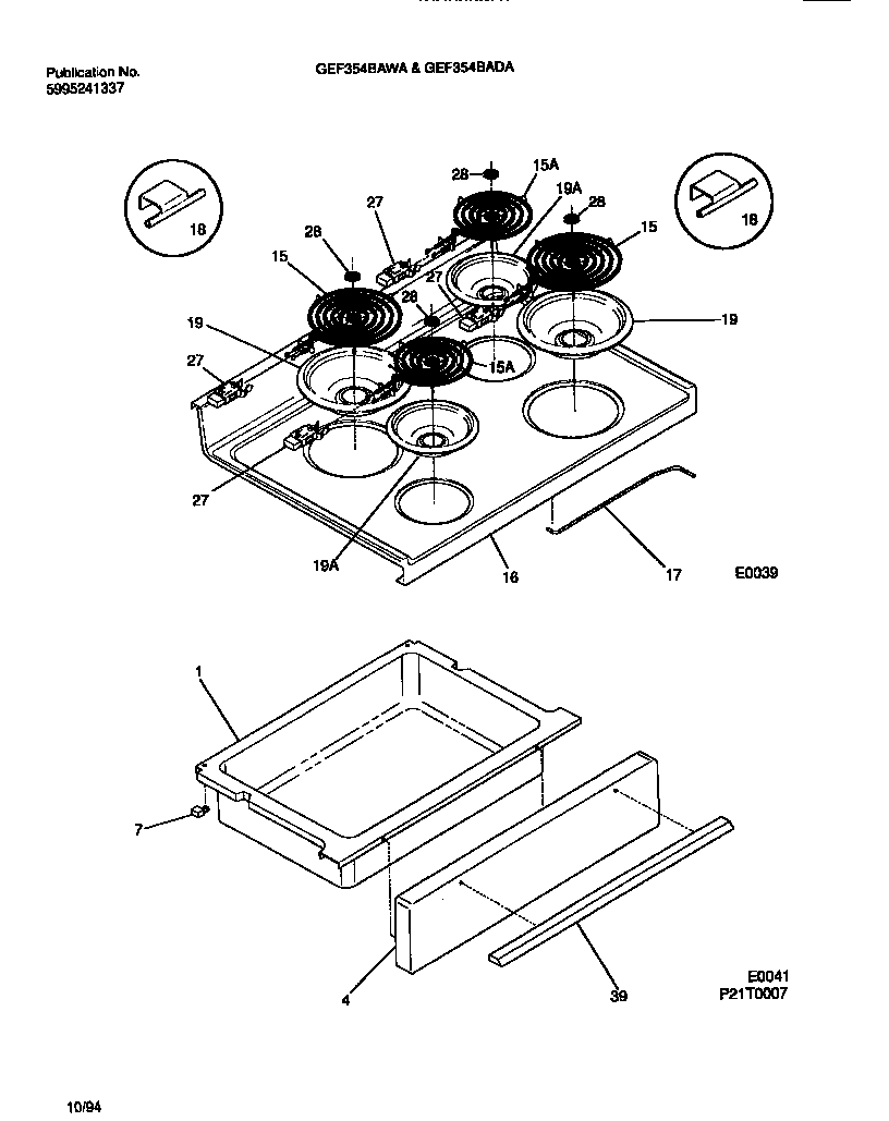 Gibson GEF354BADA top/drawer diagram