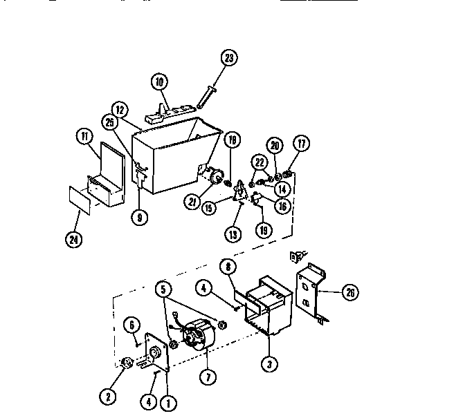 Tappan 95-2487-00-01 ice container & dispenser drive diagram