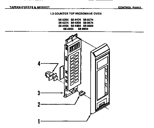 Tappan 56-4204-10-07 control panel diagram
