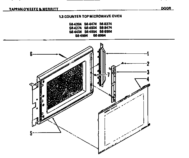 Tappan 56-4204-10-07 door diagram