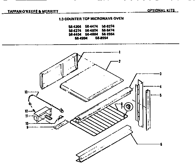 Tappan 56-4204-10-07 optional kits diagram