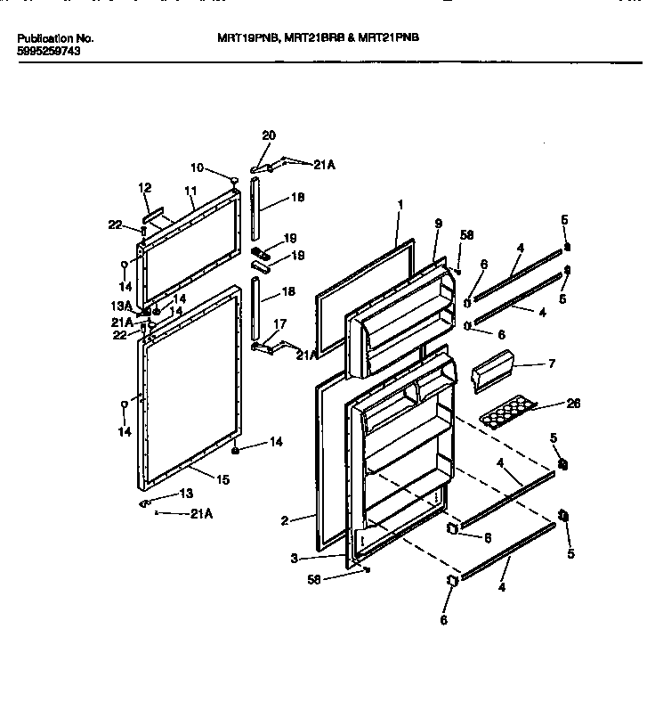 Universal/Multiflex (Frigidaire) MRT21BRBZ1 door diagram