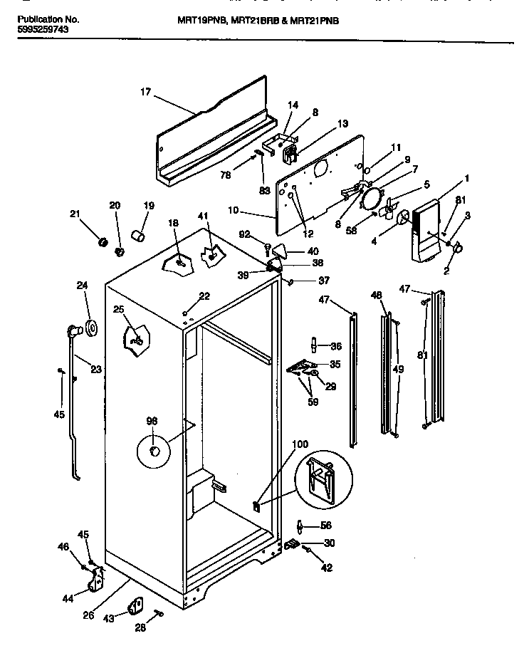 Universal/Multiflex (Frigidaire) MRT21BRBZ1 cabinet diagram