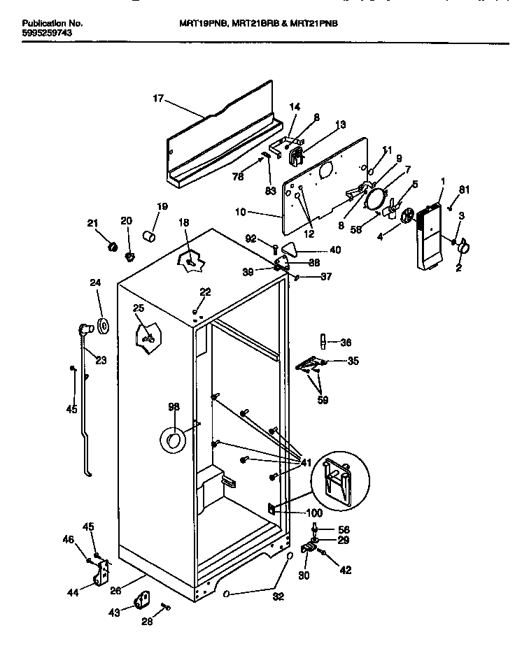 Universal/Multiflex (Frigidaire) MRT21BRBZ1 cabinet diagram