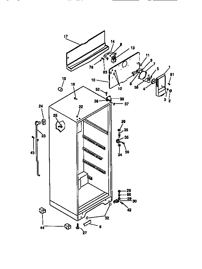 Universal/Multiflex (Frigidaire) MRT15CRAW1 cabinet diagram