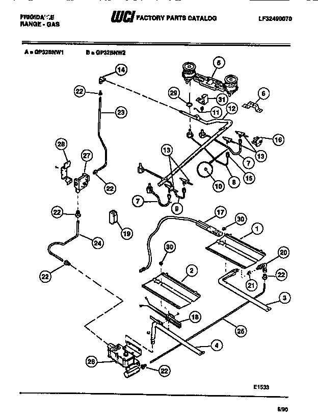 Frigidaire GP32BNW1 burner diagram