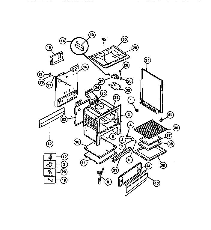 Frigidaire GP32BNW1 cavity & panels diagram