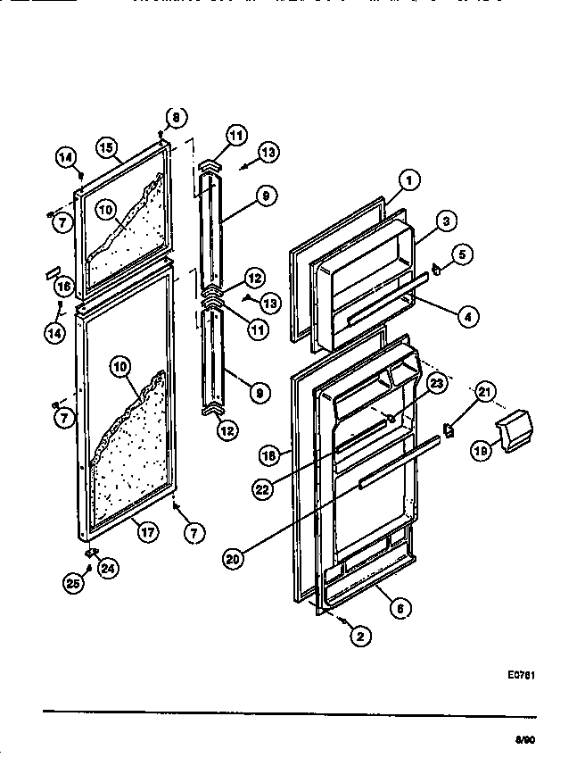 Frigidaire FPD14TLH1 food & freezer doors diagram