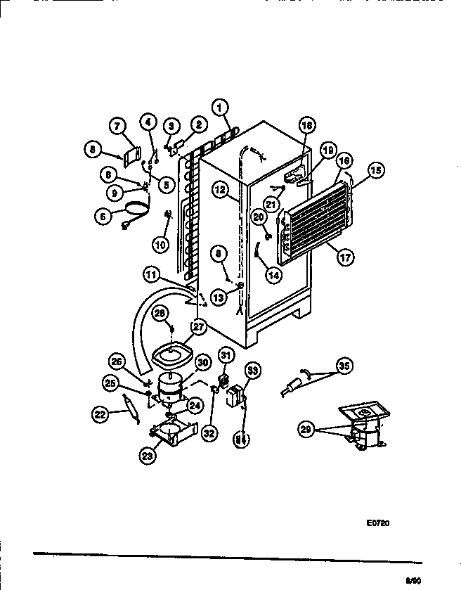 Frigidaire FPD14TLH1 compressor, condenser,  evaporator diagram