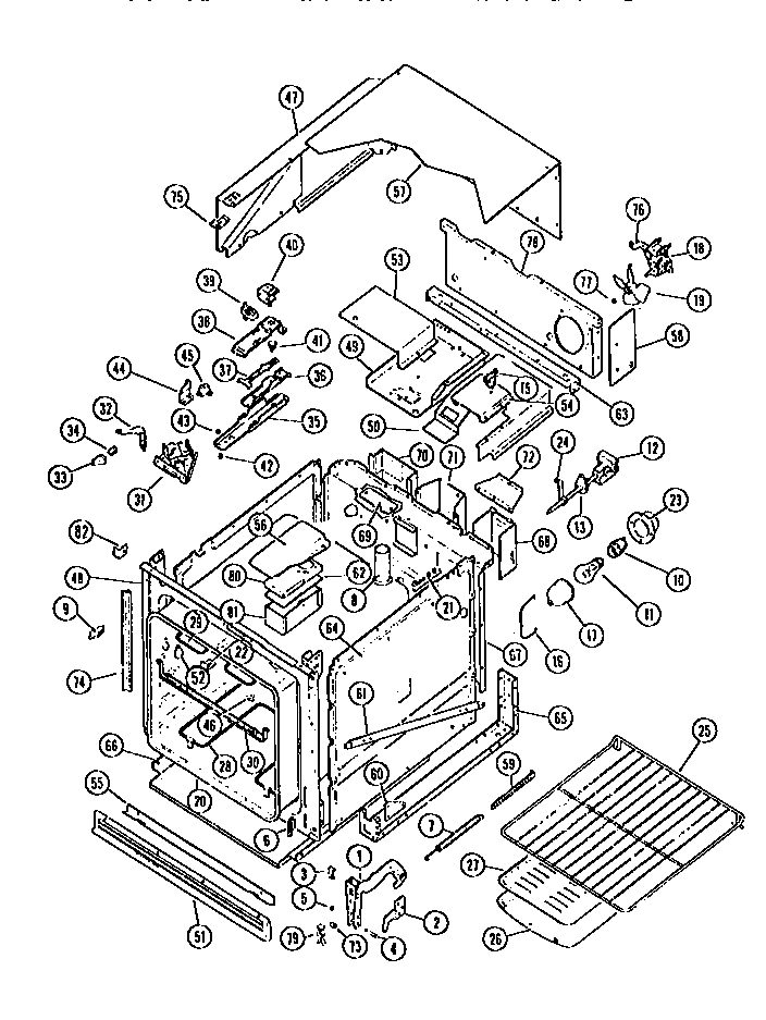Frigidaire RE94BDB1 main body diagram