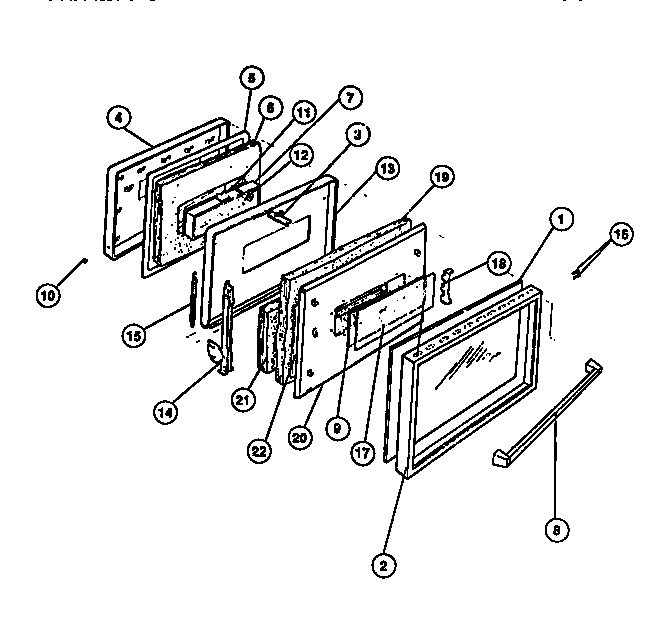 Frigidaire REGS37BFW2 oven door panels diagram