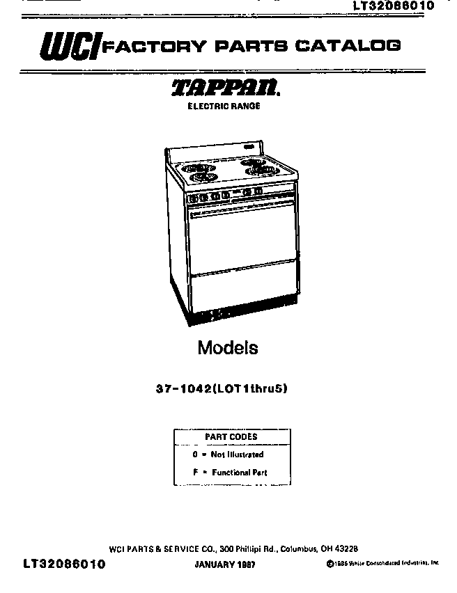 Tappan 37-1042-00-03 front cover diagram