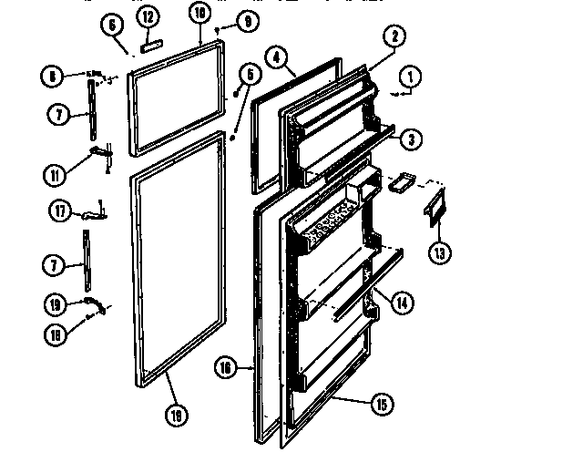 Tappan 95-1487-00-1 food and freezer  doors diagram