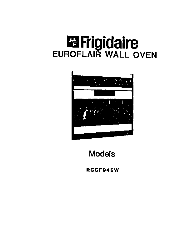 Frigidaire RGCF94EW front cover diagram