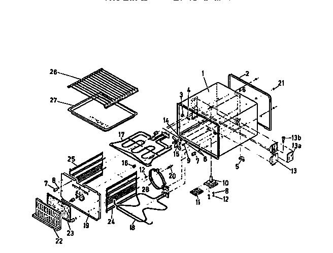 Frigidaire RGCF94EW heating elements, panels diagram