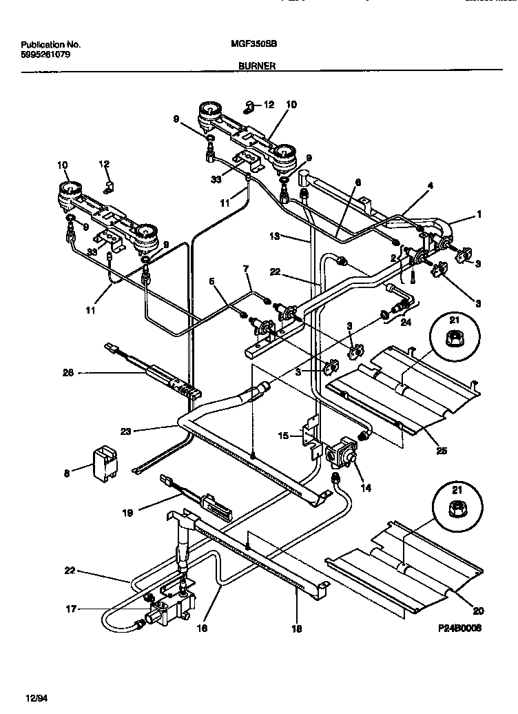 Universal/Multiflex (Frigidaire) MGF350SBWA burner diagram