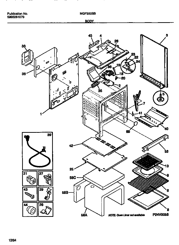 Universal/Multiflex (Frigidaire) MGF350SBWA body diagram