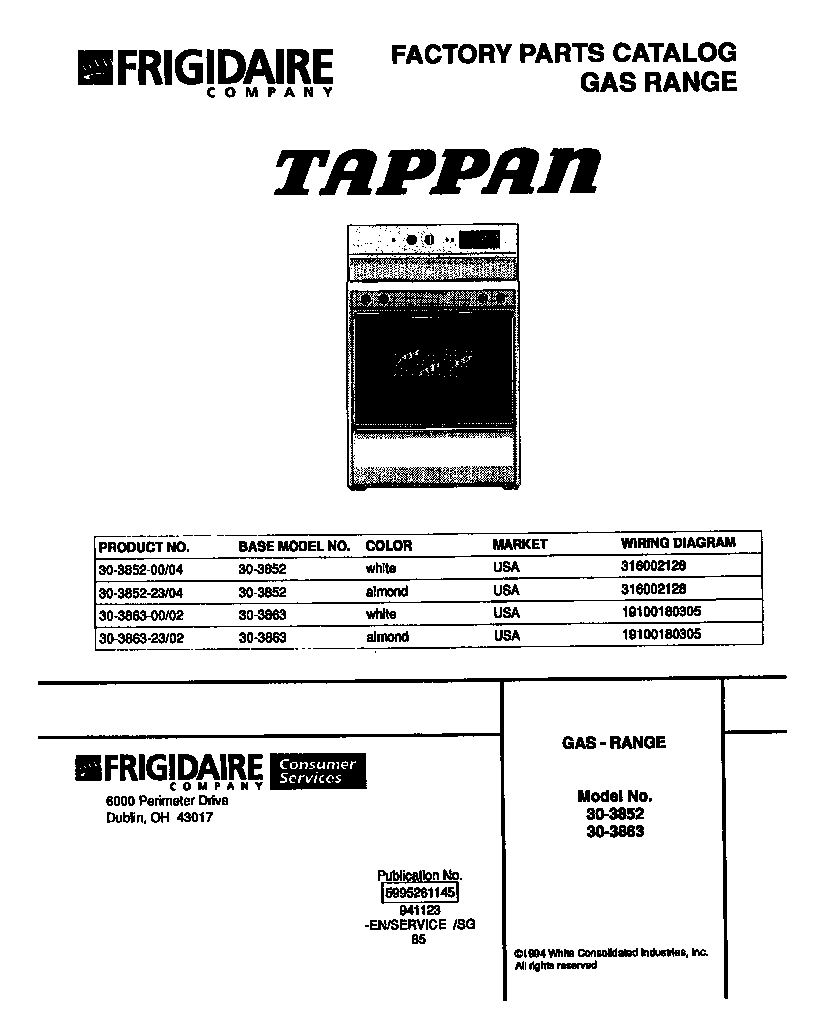 Tappan 30-3863-23-02 cover diagram