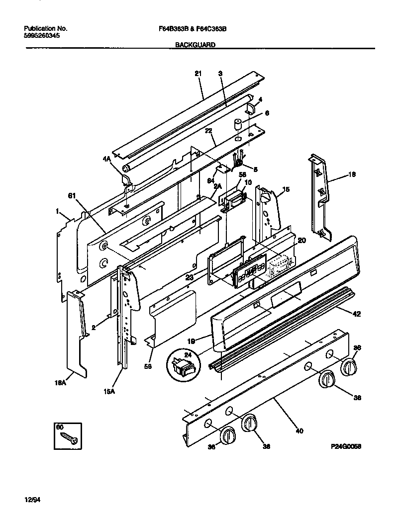 Frigidaire F64B363BWA backguard diagram