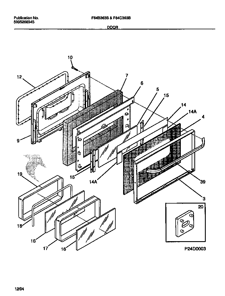 Frigidaire F64B363BWA door diagram