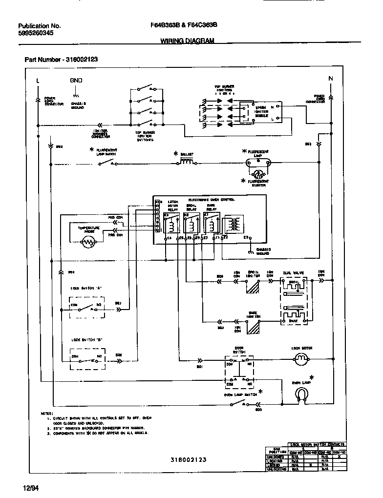 Frigidaire F64B363BWA wiring diagram diagram