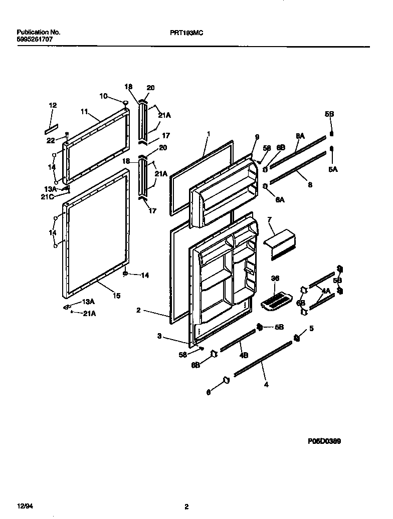 White-Westinghouse PRT193MCW6 door diagram