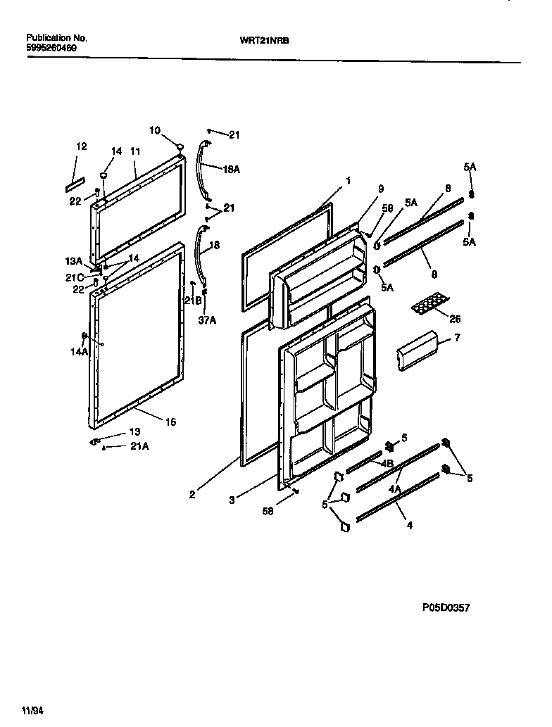 White-Westinghouse WRT21NRBW1 door diagram