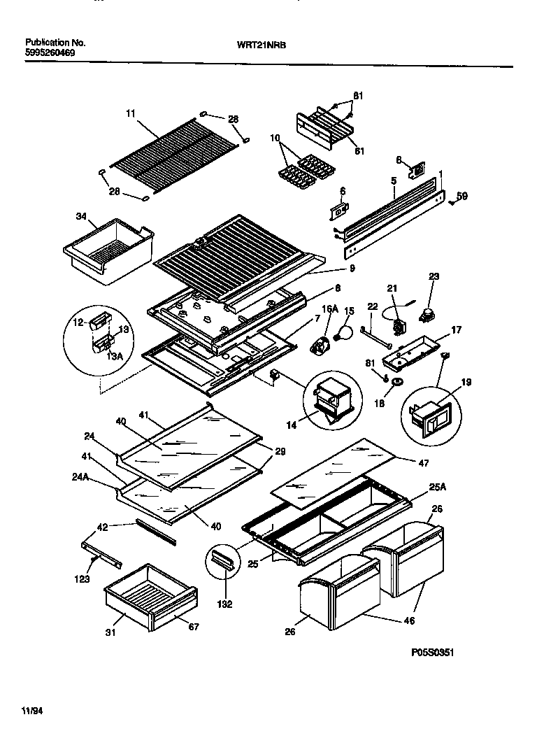 White-Westinghouse WRT21NRBW1 shelves, controls, divider, mullion diagram
