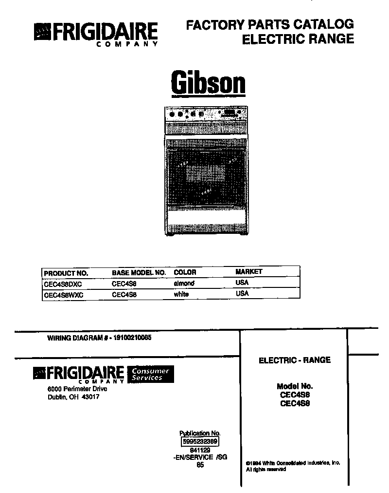 Gibson CEC4S8DXC front cover diagram