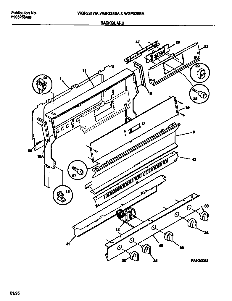 White-Westinghouse WGF325BADA backguard diagram