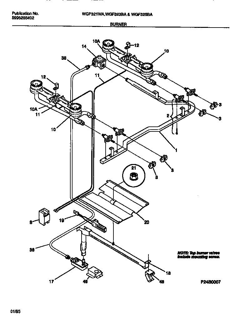 White-Westinghouse WGF325BADA burner diagram
