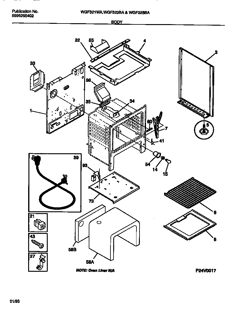 White-Westinghouse WGF325BADA body diagram