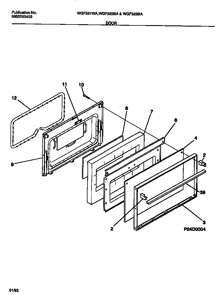 White-Westinghouse WGF325BADA door diagram