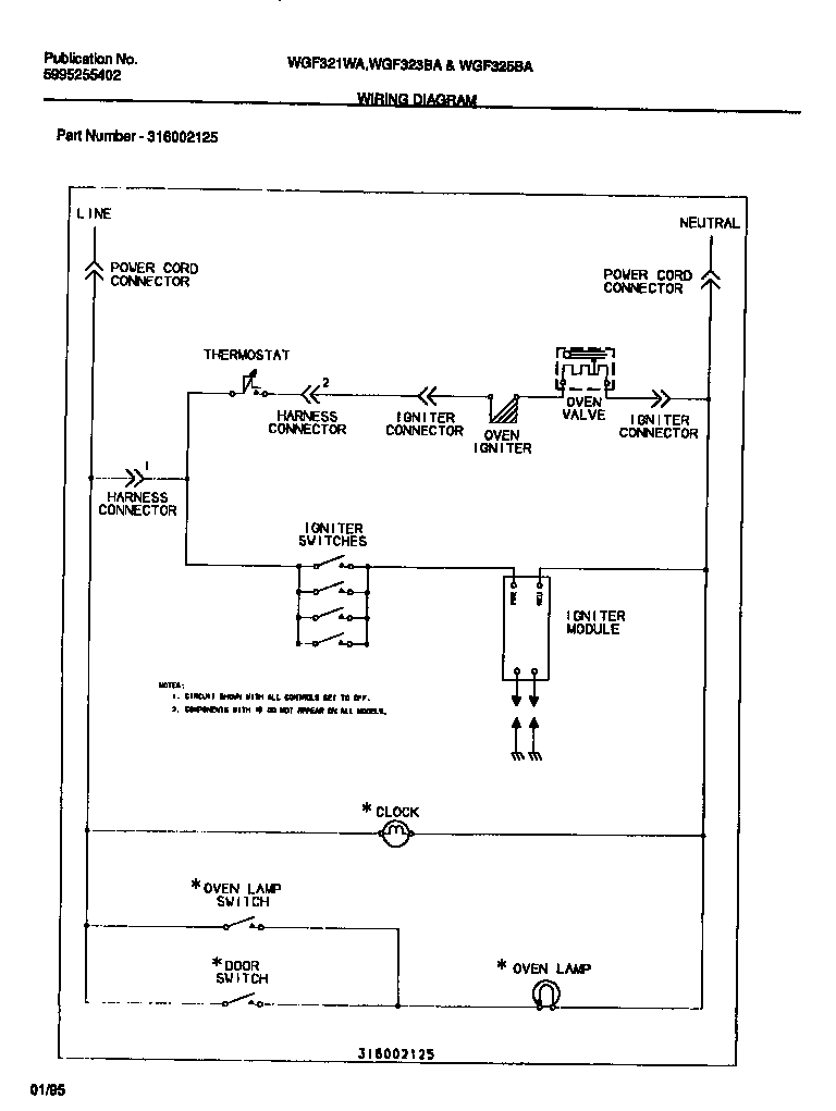 White-Westinghouse WGF325BADA wiring diagram diagram