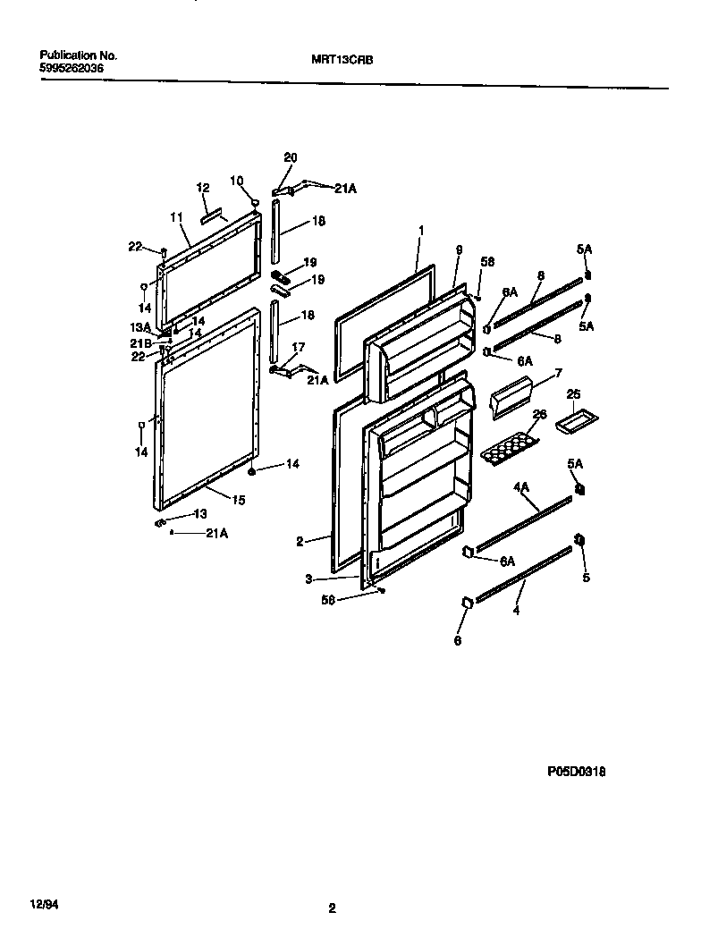 Universal/Multiflex (Frigidaire) MRT13CRBD2 door diagram