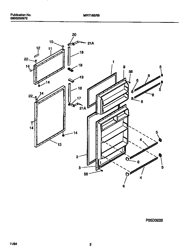 Universal/Multiflex (Frigidaire) MRT18BRBY2 door diagram