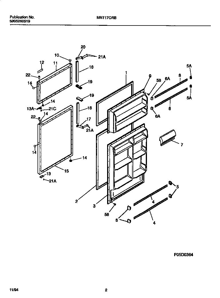 Universal/Multiflex (Frigidaire) MRT17CRBY2 door diagram