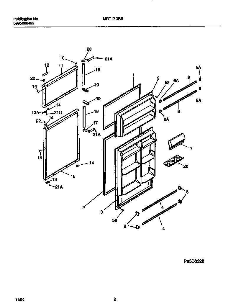 Universal/Multiflex (Frigidaire) MRT17DRBY2 door diagram