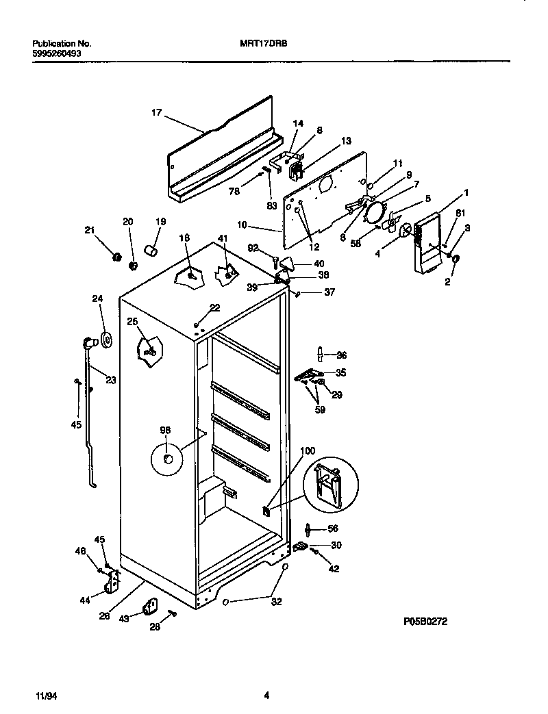 Universal/Multiflex (Frigidaire) MRT17DRBY2 cabinet w/ fan assembly diagram