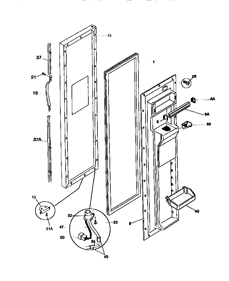 Frigidaire F45XH24BW0 freezer door diagram