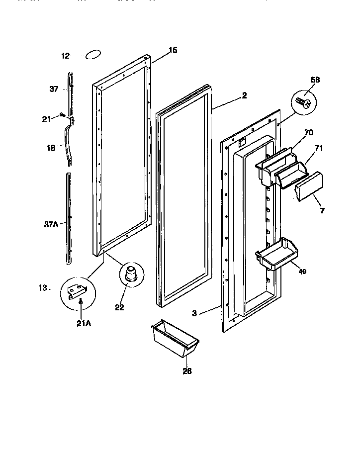 Frigidaire F45XH24BW0 refrigerator door diagram