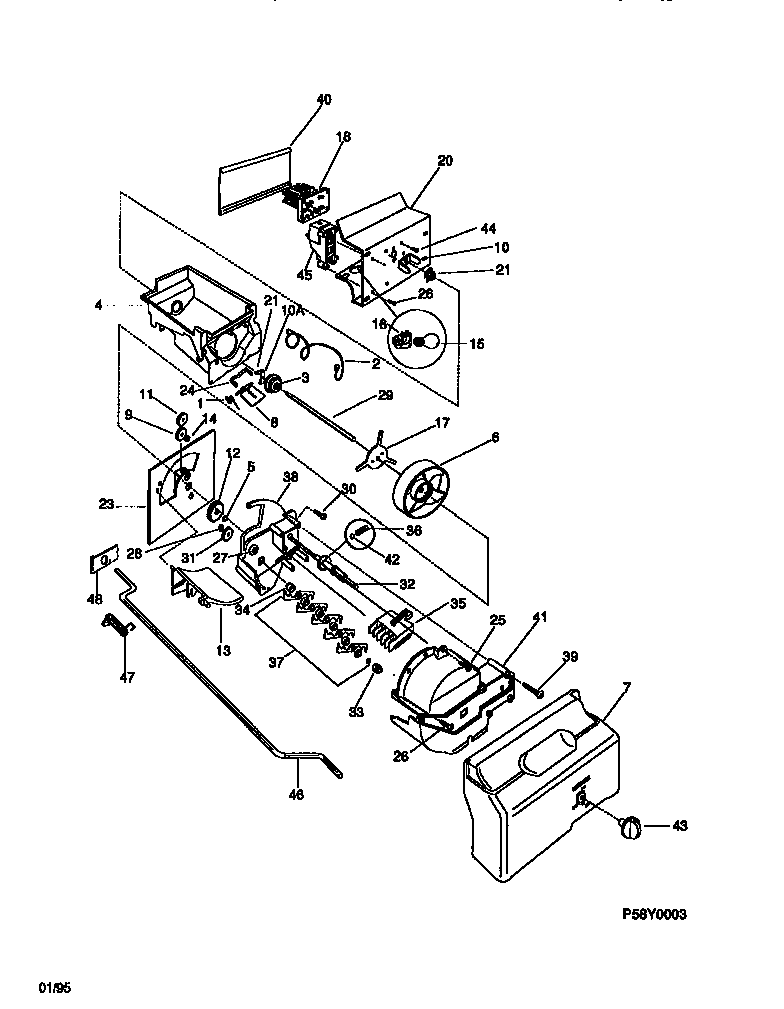 Frigidaire F45XH24BW0 ice container & dispenser  drive diagram