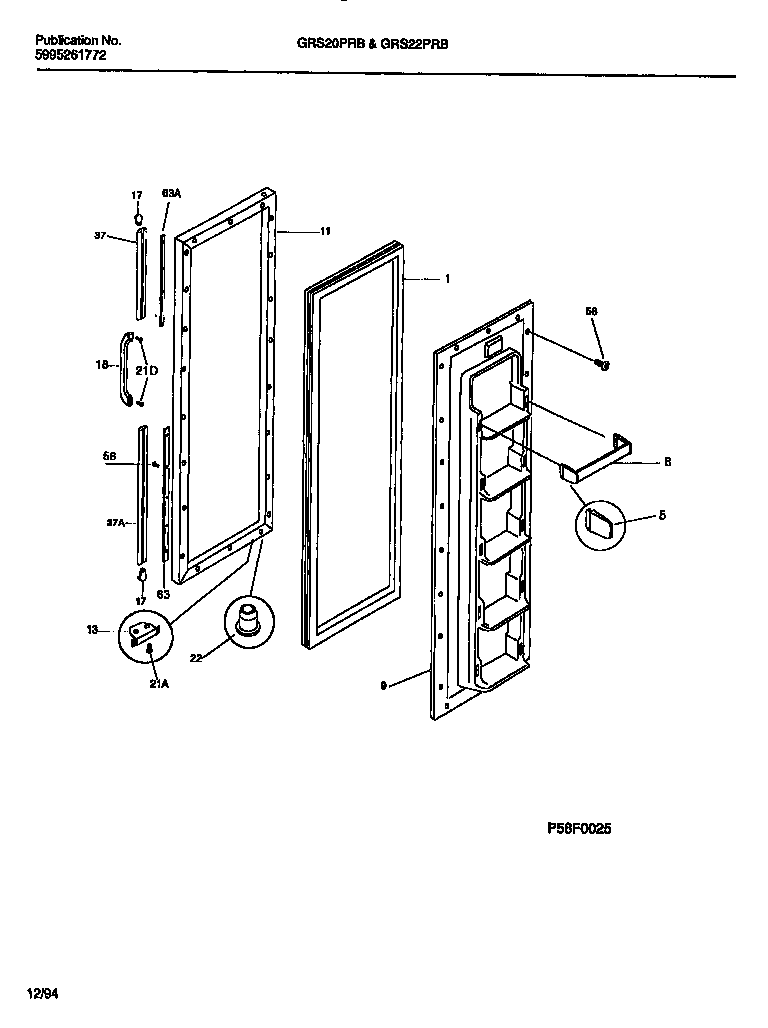 Gibson GRS20PRBW1 freezer  door diagram