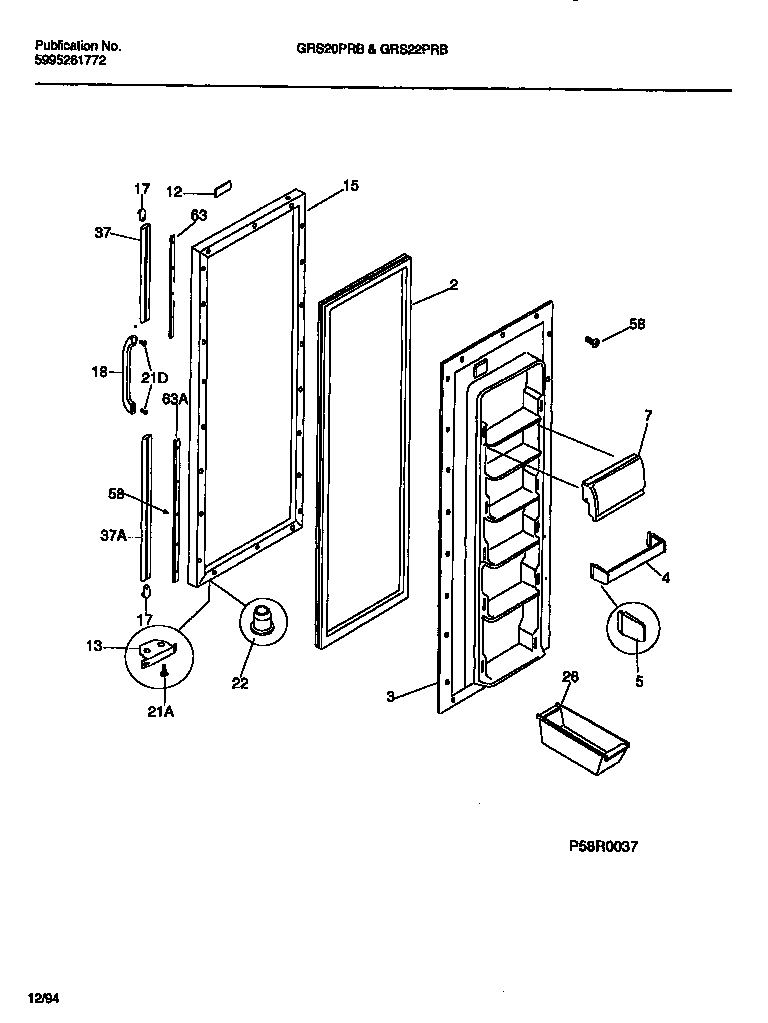 Gibson GRS20PRBW1 refrigerator door diagram