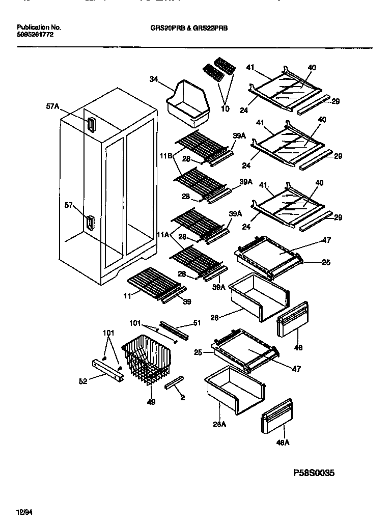Gibson GRS20PRBW1 freezer shelf parts diagram