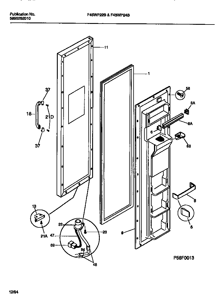 Frigidaire F45WP22BW0 freezer compartment door diagram