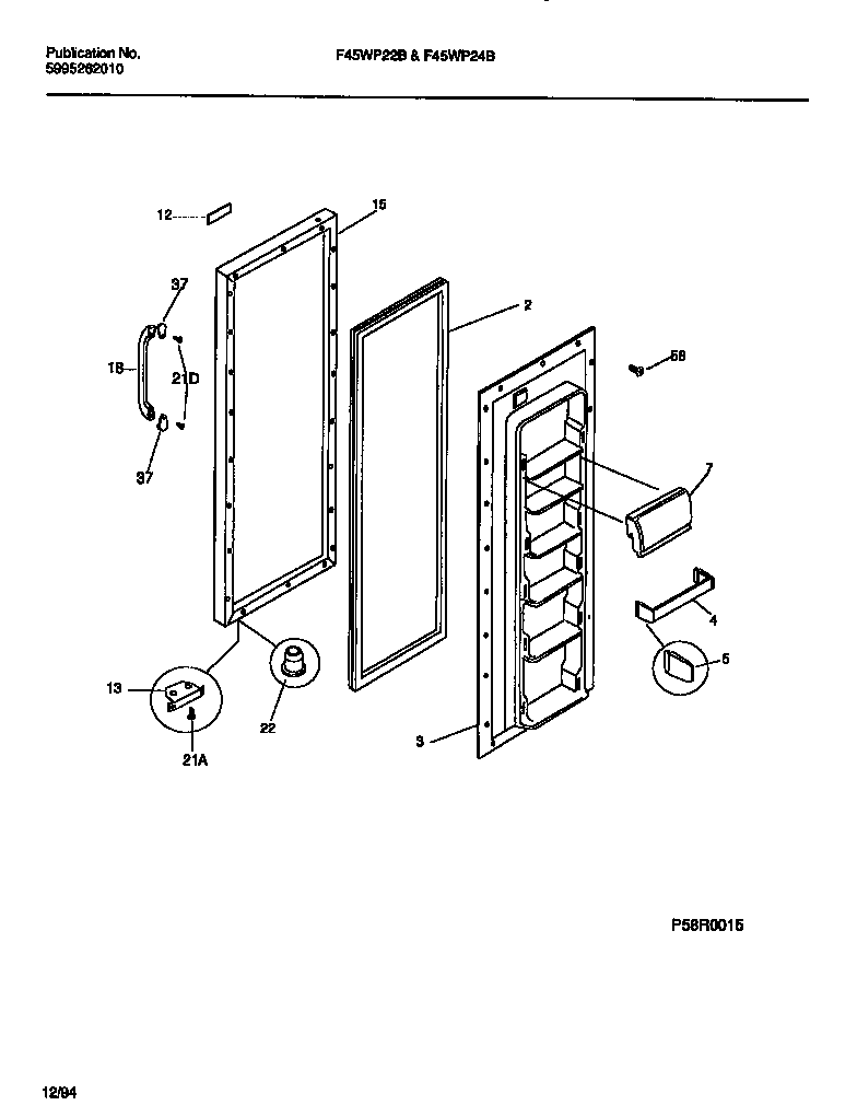 Frigidaire F45WP22BW0 food compartment door diagram